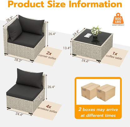UDPATIO Outdoor Patio Furniture Set, 7-Piece Modular Sectional Sofa - Image 7