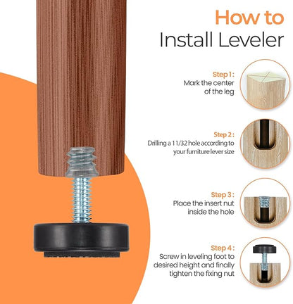 M6 Adjustable Furniture Leveler, 12 Pack Rubber Leveling Feet Screws in Threaded - Image 5