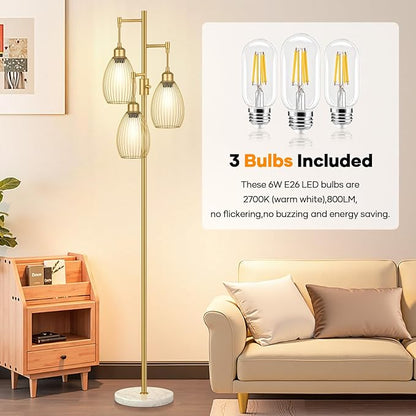 Dimmable Floor Lamp, 3x800LM LED Bulbs Included, Farmhouse Industrial Floor - Image 4