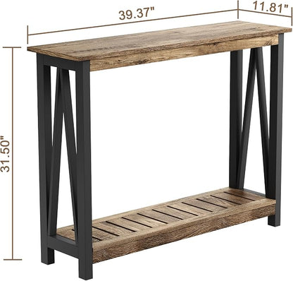 ChooChoo Farmhouse Console Table, Rustic Vintage Narrow Sofa Table - Image 2