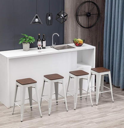 HAOBO Home Modern Industrial Metal Barstool Counter Height Stools Stackable - Image 6