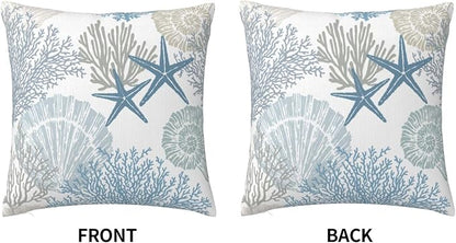 Nautical Coastal Throw Pillow Covers 20x20 Set of 2, Beach Themed Ocean - Image 2