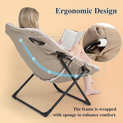 Comfy Saucer Chair for Adults, Soft Faux Fur Bedroom Chair - Image 7
