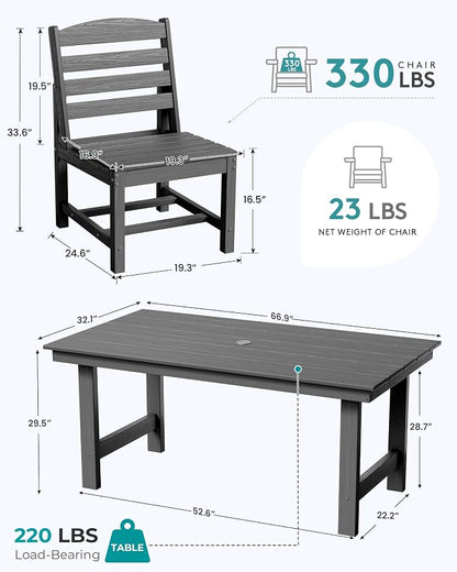 SERWALL Patio Dining Sets for 6 Person, HDPE Dining Set - Image 2