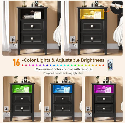Bonnlo Black Nightstand Set of 2 - Image 5