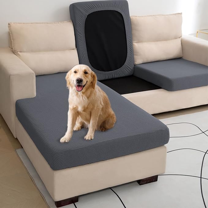 Water Repellent L Shaped Couch Covers 4 Pieces Sofa Seat Cushion Slipcovers - Image 3
