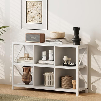 6 Cube Storage Organizer Bookshelf, Industrial Horizontal Bookcase, Accent by Unknown