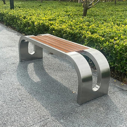 LITFAD Outdoor Indoor Bench Stainless Steel Metal Park Bench by LITFAD
