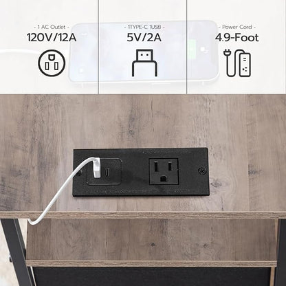 HOOBRO End Table with Charging Station, Narrow Side Table, Nightstand with 2 - Image 9