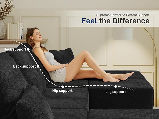 Living&Giving 101" U-Shaped Cloud Sectional Couch - Image 4