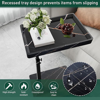 C Table End Table Adjustable Height, 360°Swivel TV Tray Table - Image 5