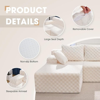 Hobestluk Modular Sectional Sofa Couches L-Shape Couch 3 Seat Modular Sofa - Image 7