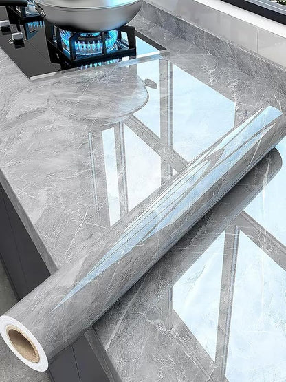 Marble Contact Paper 15.7" x 78.8" Grey Wallpaper Marble Peel and Stick by Unknown