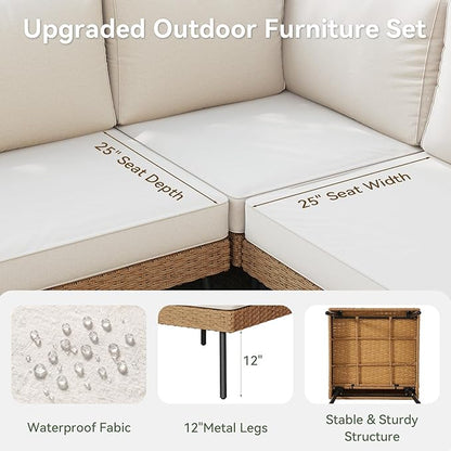 Aoxun 6 Piece Patio Furniture Set, 6 Seats Outdoor Sectional Sofas - Image 2