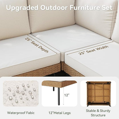 Aoxun 8 Piece Patio Furniture Set, 8 Seats Outdoor Sectional Sofas - Image 2