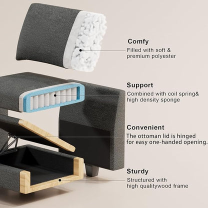 Belffin Chenille Corner Seat for Modular Couch. Sectional Sofa Module. Dark - Image 3