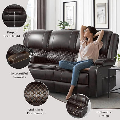 Yolsali Recliner Sofa, 3 Seater Manual Reclining Sofa - Image 3