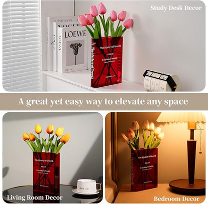 Puransen Red Book-Shaped Vase for Flowers - Image 6