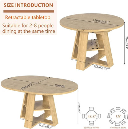 43.3in-59in Extendable Round Dining Table - Image 2
