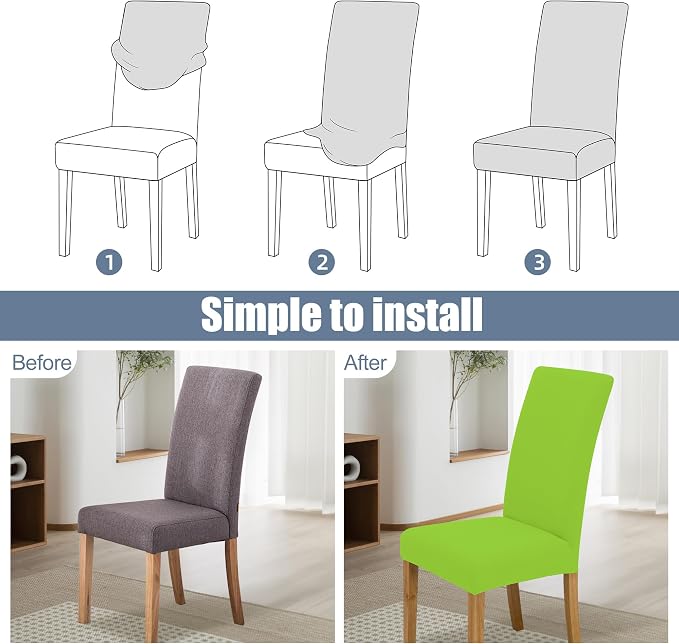 BIETYONE Stretch Dining Chair Covers Set of 4, Soft Removable Washable Kitchen - Image 4