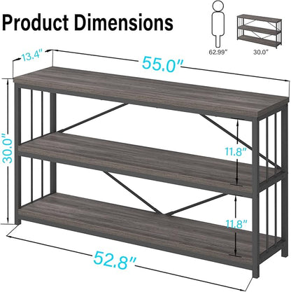 LVB Industrial Console Table, Metal and Wood Sofa Table, Rustic Entryway Table - Image 2