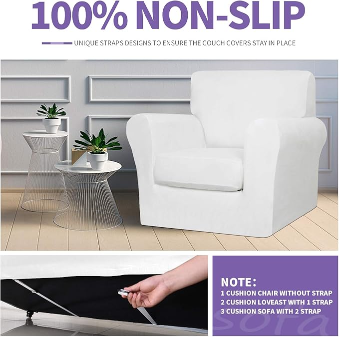 ZNSAYOTX Luxury Velvet Sofa Cover 3 Piece Stretch Loveseat Covers - Image 5