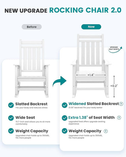 SERWALL Outdoor Rocking Chair, HDPE Rocking Chair - Image 5