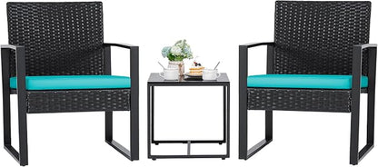 Flamaker Patio Set Outdoor Wicker Furniture, Modern Bistro Set by Flamaker