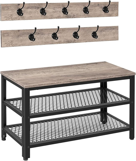 HOOBRO Hall Tree Entryway Storage Bench, Coat Rack Shoe Bench, Shoe Rack by HOOBRO