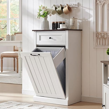 IFGET Tilt Out Trash Can Cabinet, 10 Gallon Farmhouse Laundry Hamper Cabinet by IFGETEnrichYourLivingSpace