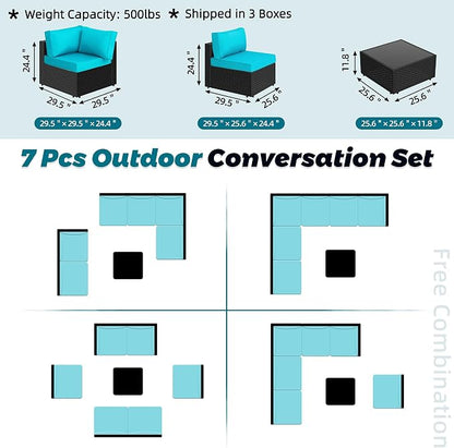 SUNLEI 7pcs Patio Conversation Sets Outdoor Furniture Sets, High Back - Image 5