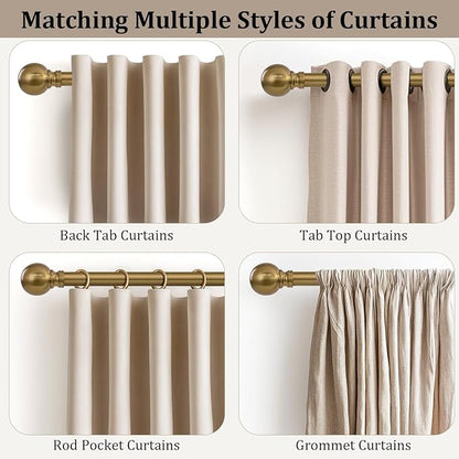 Warm Gold Curtain Rods for Windows Small 28 to 48 Inch 1" Diameter Short - Image 4