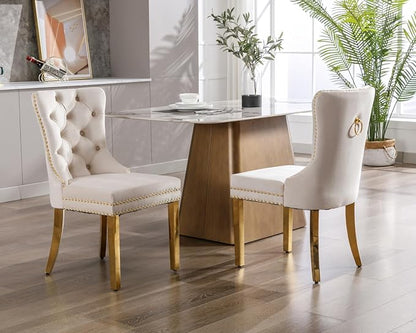 KCC Velvet Dining Chairs Set of 2, Upholstered High-end Tufted Dining Chair - Image 10