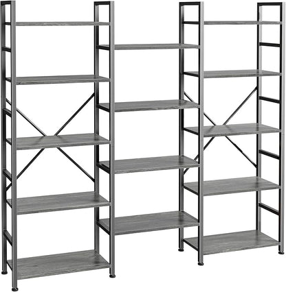 SUPERJARE Triple Bookshelf, Bookcase by SUPERJARE