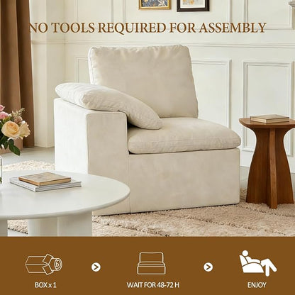 ANONER Modular Sectional Sofa, L-Shaped Modern Cloud Couch Chair, Comfy - Image 3