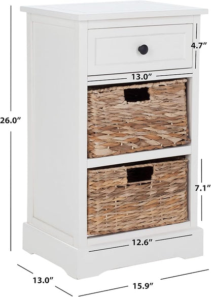 BOWERY HILL Transitional Wood Side Table, Distressed Cream Finish, Compact - Image 2