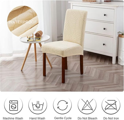 Genina Waterproof Chair Covers for Dining Room Set of 2, Stretch Jacquard - Image 7