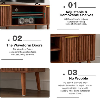 LCRBOL TV Stand for Living Room, Mid Century Modern Entertainment Center for - Image 4