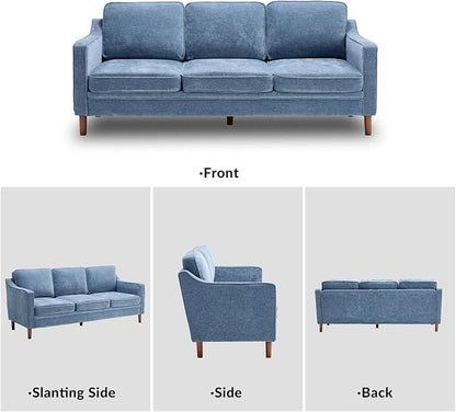 Kingfun 80" Chenille Sofa, 3 Seater Couch, Mid Century Modern Couches - Image 9