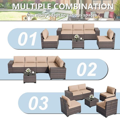 ALAULM 6 Pieces Patio Furniture Set, Oversized Seat/Armrest and High Back - Image 7