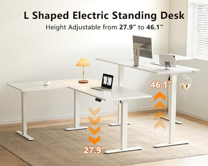 Casaottima 63 Inch Electric L-Shaped Standing Desk, Reversible Corner Desk - Image 4