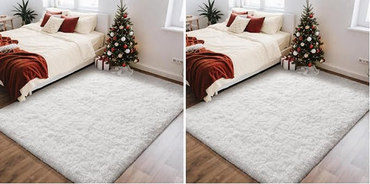 Ophanie White Rugs for Bedroom Fluffy, 4x6 Nursery Soft Fuzzy Shag Plush Shaggy by Ophanie