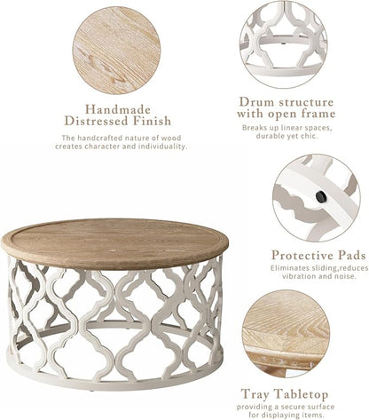 Farmhouse Coffee Table, French Country Round Coffee Table - Image 7