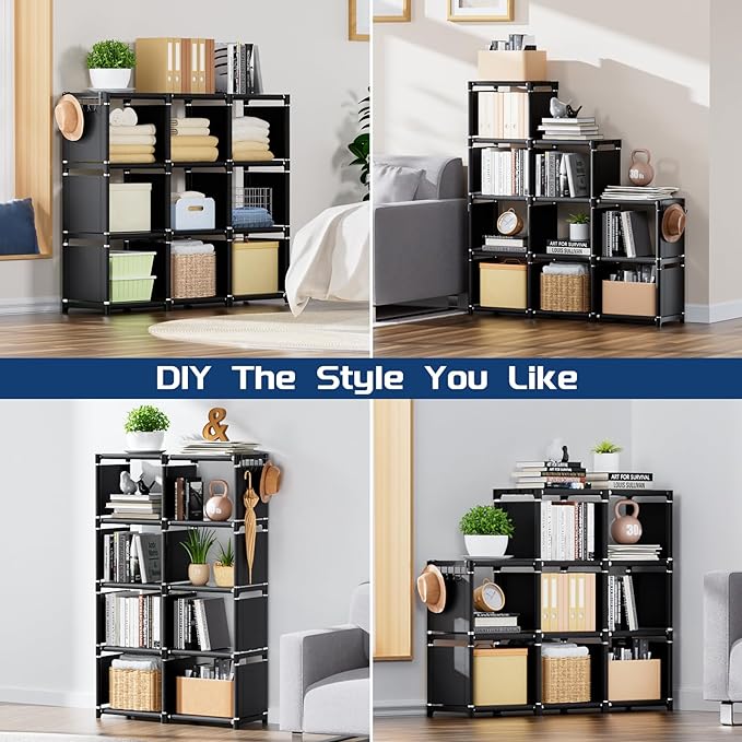 Mavivegue Book Shelf, 9 Cube Storage Organizer, DIY Bookcase, Metal Cube - Image 4