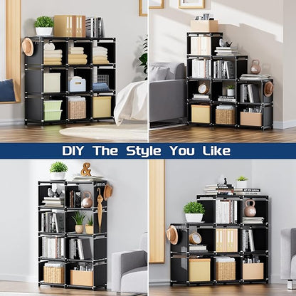 Mavivegue Book Shelf, 9 Cube Storage Organizer, DIY Bookcase, Metal Cube - Image 4