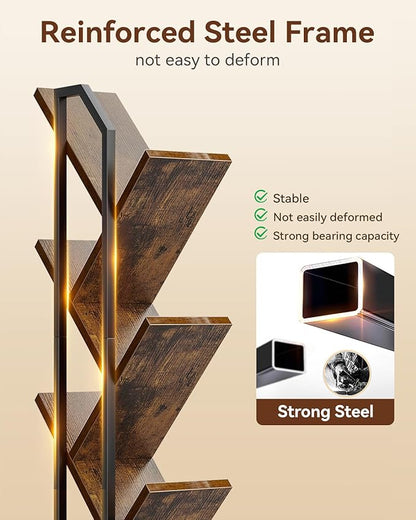 Casaottima Tree Bookshelf with LED Lights, 6-Tier Narrow Bookcase - Image 5
