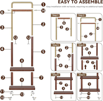 Taitiy Clothes Rack Solid Wood Coat Rack, - Image 6