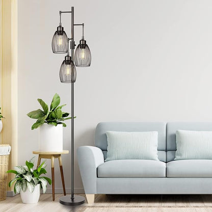 68’’ Dimmable Floor Lamp, 3 x 800LM LED Edison Bulbs Included, Industrial Floor - Image 7