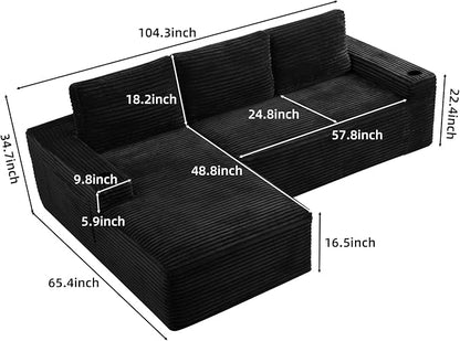 104" L Shaped Boneless Sectional Couches - Image 2