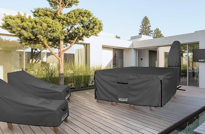 ULTCOVER 600D Tough Canvas Heavy Duty Rectangular Patio Table and Chair Cover - Image 6